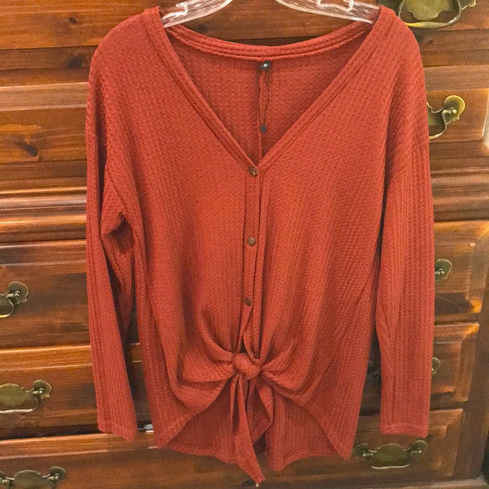 Womens waffle knit shirt Med